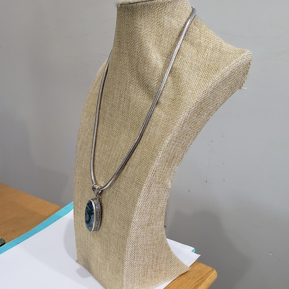 Natural Moss Agate Gem 925 Silver Handmade Thick Heavy Long Pendant Necklace - Picture 7 of 16